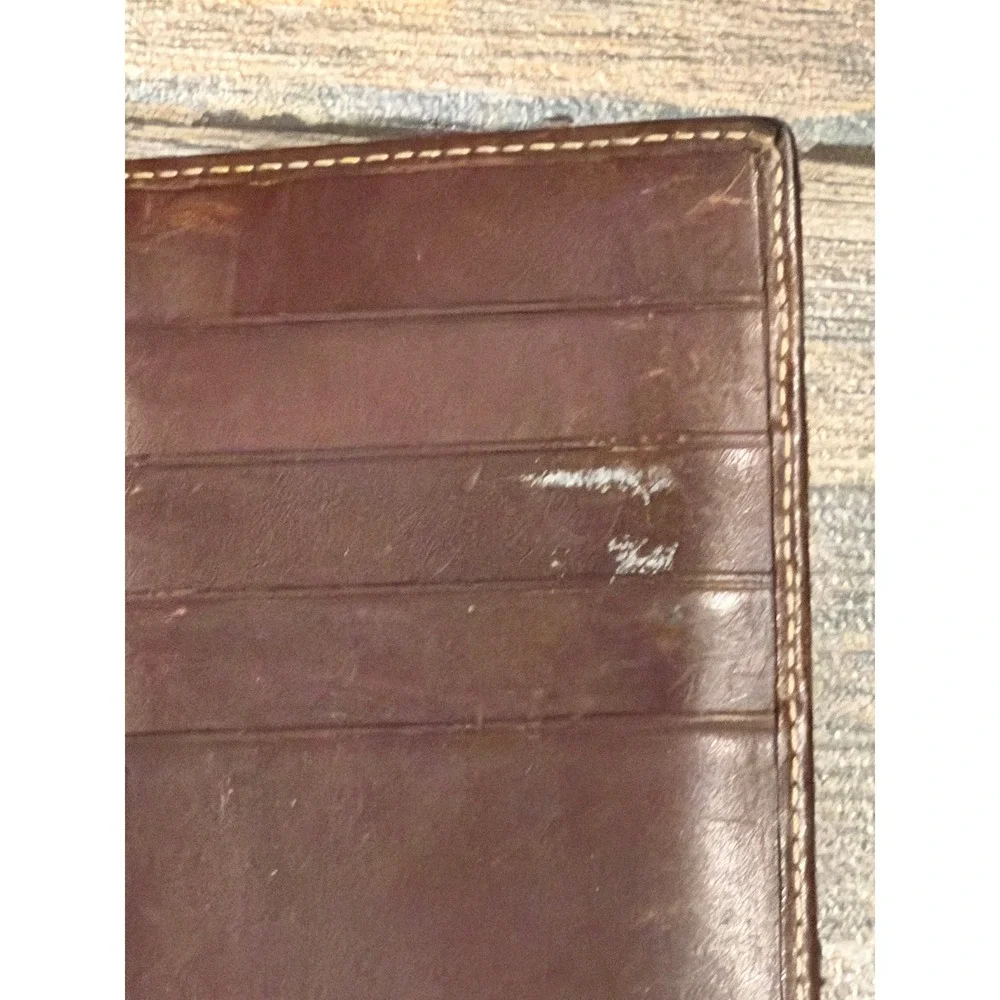 Dooney & Bourke Monogram Jacquard Leather Trim Bifold Long Wallet Brown Vintage